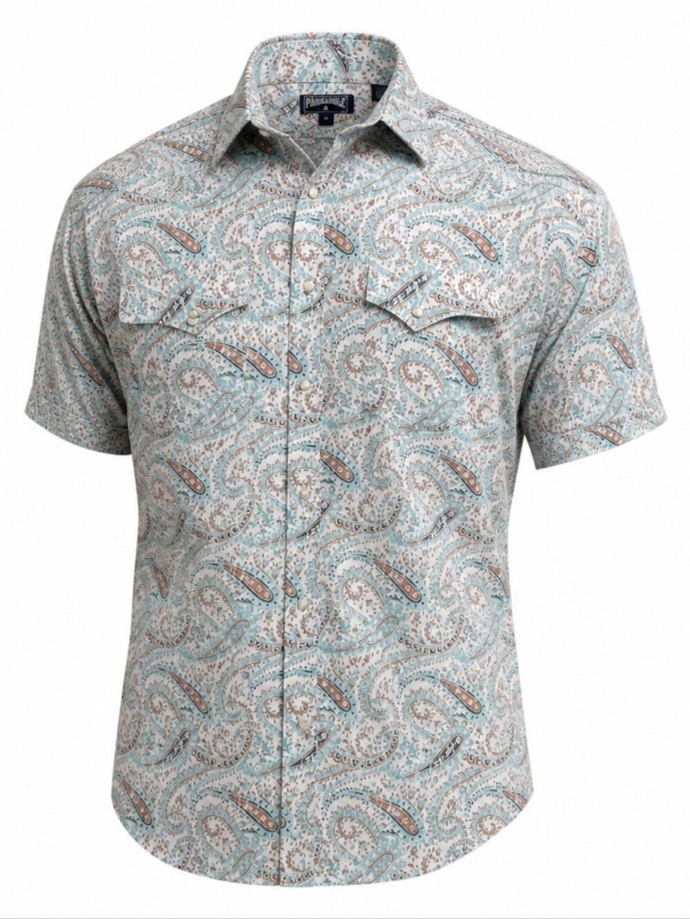 Panhandle Pearl Snap Paisley Western Short Sleeve Shirt, Men's Medium